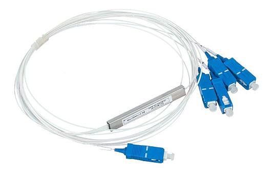 Оптический сплиттер PLC 1х4, SM, 0.9mm, 1.5M, миникорпус, SC/UPC